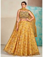 Yellow Color Organza Lehenga Choli