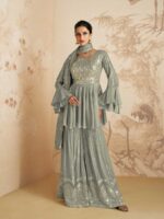 Grey Fancy Georgette Shrara Suit