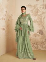 Green Fancy Georgette Shrara Suit