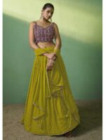 Green Color Georgette Lehenga Choli