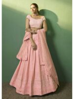 Peach Color Georgette Lehenga Choli