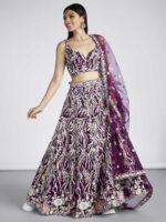 Burgundy Color Net Lehenga Choli