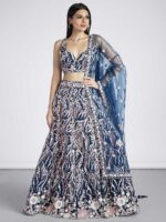 Navy Blue Color Net Lehenga Choli