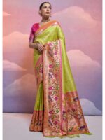 Mahendi Color Banarasi Silk Saree