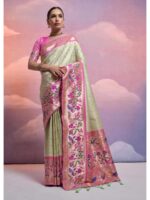 Pista Color Banarasi Silk Saree