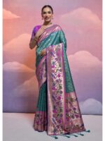 Rama Color Banarasi Silk Saree