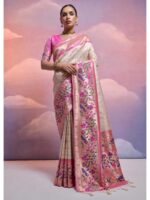 White Color Banarasi Silk Saree