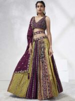 Burgundy Color Silk Chiffon Lehenga Choli