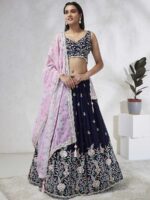 Navy Blue Color Georgette Lehenga Choli