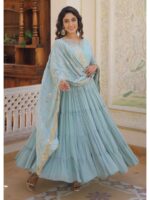 Sky Blue Color Readymade Salwar Suit