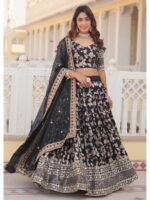 Black Color Viscose Jacquard Lehenga Choli