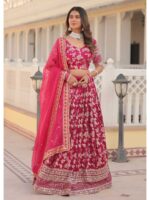 Pink Color Viscose Jacquard Lehenga Choli