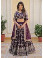 Wine Color Viscose Jacquard Lehenga Choli