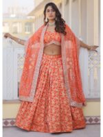Orange Color Viscose Jacquard Lehenga Choli