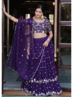 Blue Color Faux Georgette Lehenga Choli