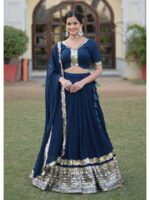 Teal Color Faux Georgette Lehenga Choli
