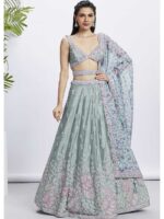 Lime Green Color Chiffon Lehenga Choli