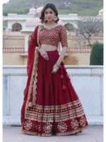 Maroon Color Faux Georgette Lehenga Choli