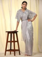 Grey Color Satin Saree