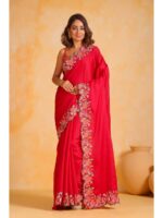 Red Color Tusser Silk Saree