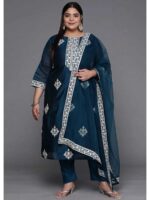 Teal Blue Color Readymade Salwar Suit