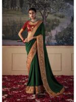 Bottle Green Color Soft Silk Saree