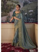 Steel Grey Color Soft Silk Saree