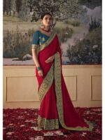 Lipstick Red Color Soft Silk Saree