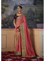 Dusty Red Color Soft Silk Saree