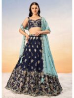 Navy Blue Color Georgette Lehenga Choli