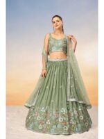 Lime Green Color Georgette Lehenga Choli