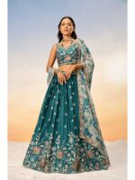 Teal Color Chiffon Lehenga Choli