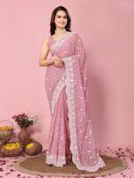 Pink Color Georgette Saree