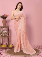 Peach Color Georgette Saree