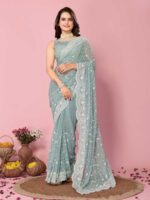 Grey Color Georgette Saree