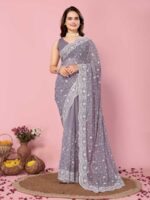 Purple Color Georgette Saree