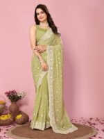 Beige Color Georgette Saree