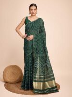 Green Color Faux Cotton Saree