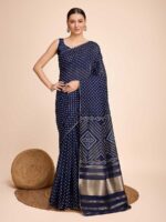 Navy Blue Color Faux Cotton Saree