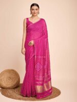 Pink Color Faux Cotton Saree