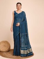Teal Color Faux Cotton Saree
