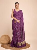 Purple Color Faux Cotton Saree