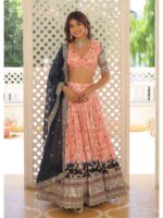 Peach Color Viscose Jacquard Lehenga Choli