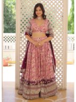 Pink Color Viscose Jacquard Lehenga Choli