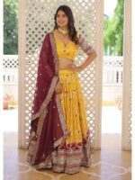 Yellow Color Viscose Jacquard Lehenga Choli