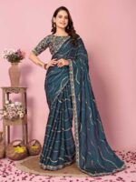 Teal Blue Color Rangoli Silk Saree