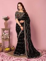 Black Color Rangoli Silk Saree