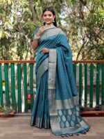 Blue Color Handloom Silk Saree
