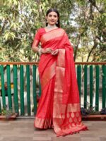 Red Color Handloom Silk Saree