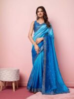 Blue Color Organza Saree